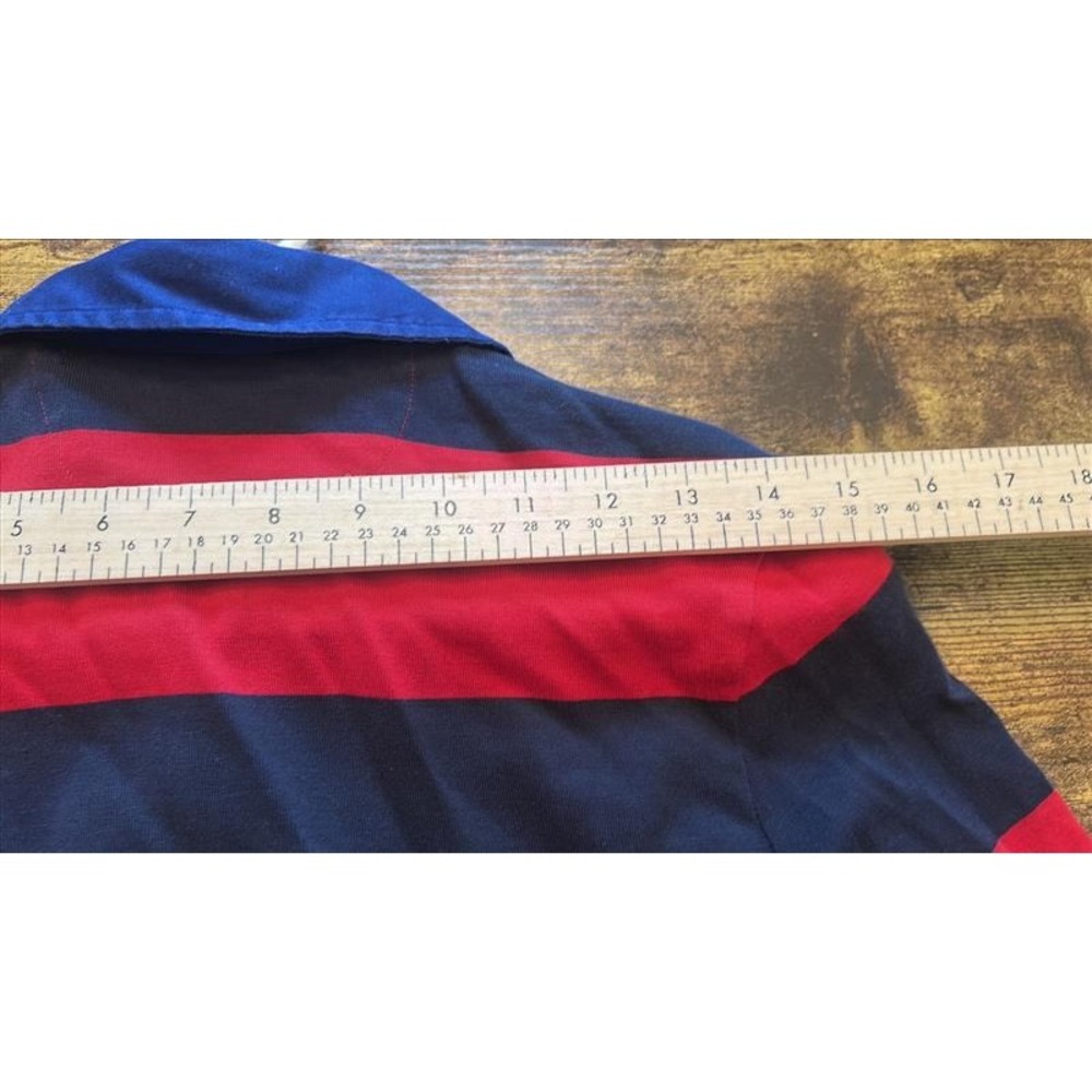 Ralph Lauren Womens Rugby Shirt Dress Red Navy Striped Long Sleeve Crest Small - Picture 6 of 8